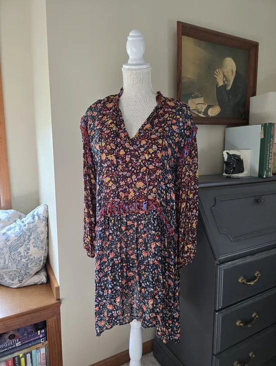 By Anthropologie Size Small Sheer Floral Ruffle Dress - Picture 5 of 13